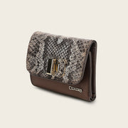 Cartera en piel genuina de pitón para dama