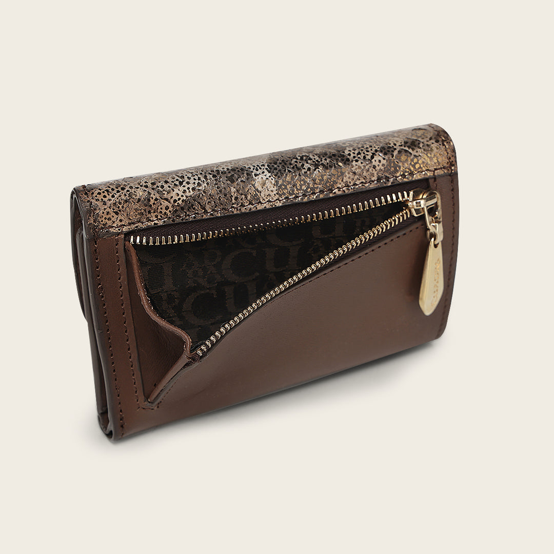 Cartera en piel genuina de pitón para dama