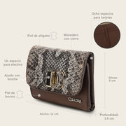 Cartera en piel genuina de pitón para dama