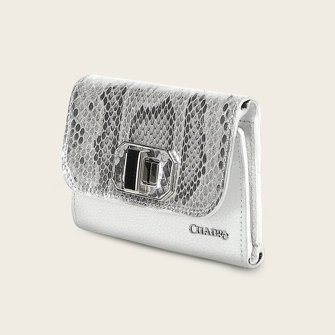 Cartera en piel genuina de pitón para dama