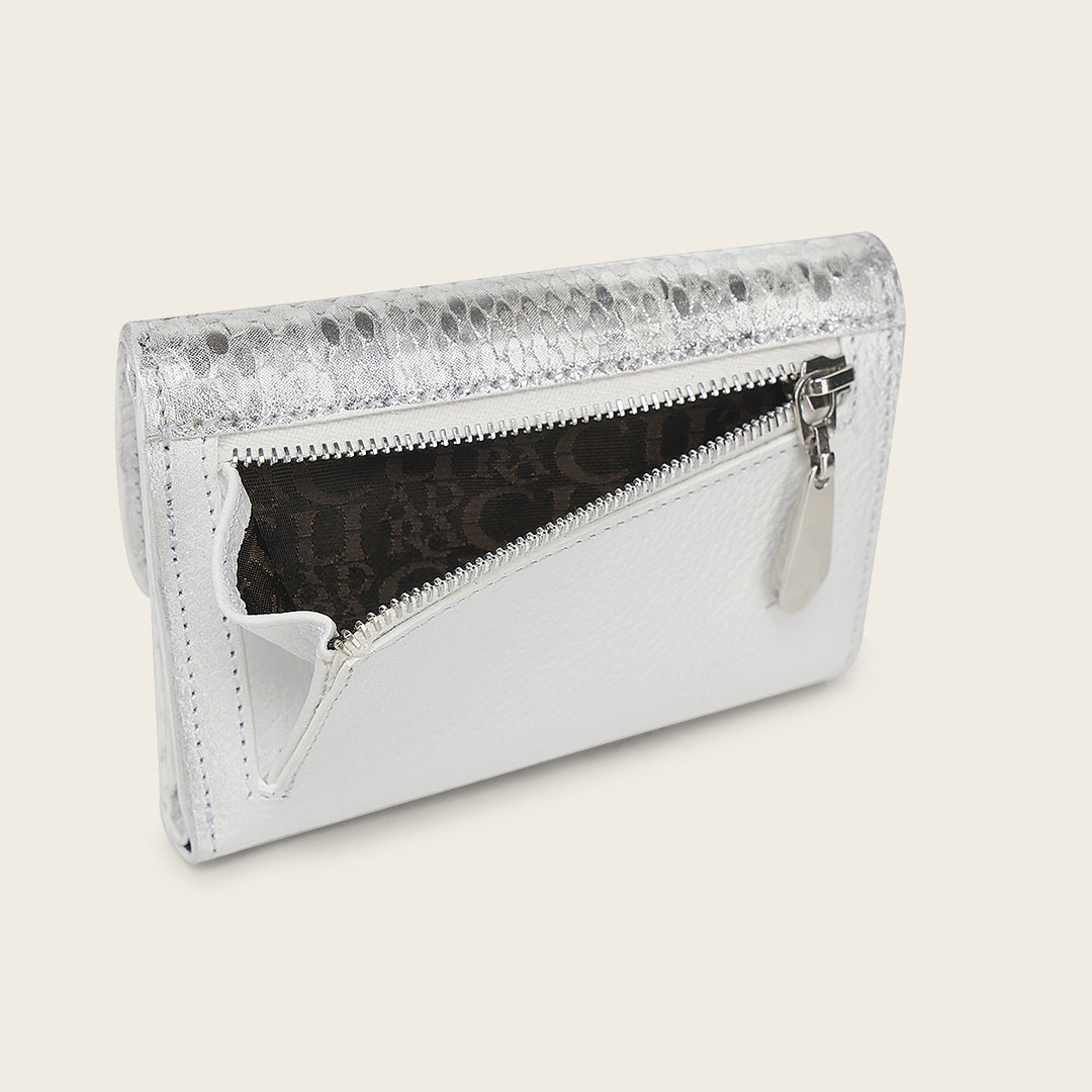 Cartera en piel genuina de pitón para dama