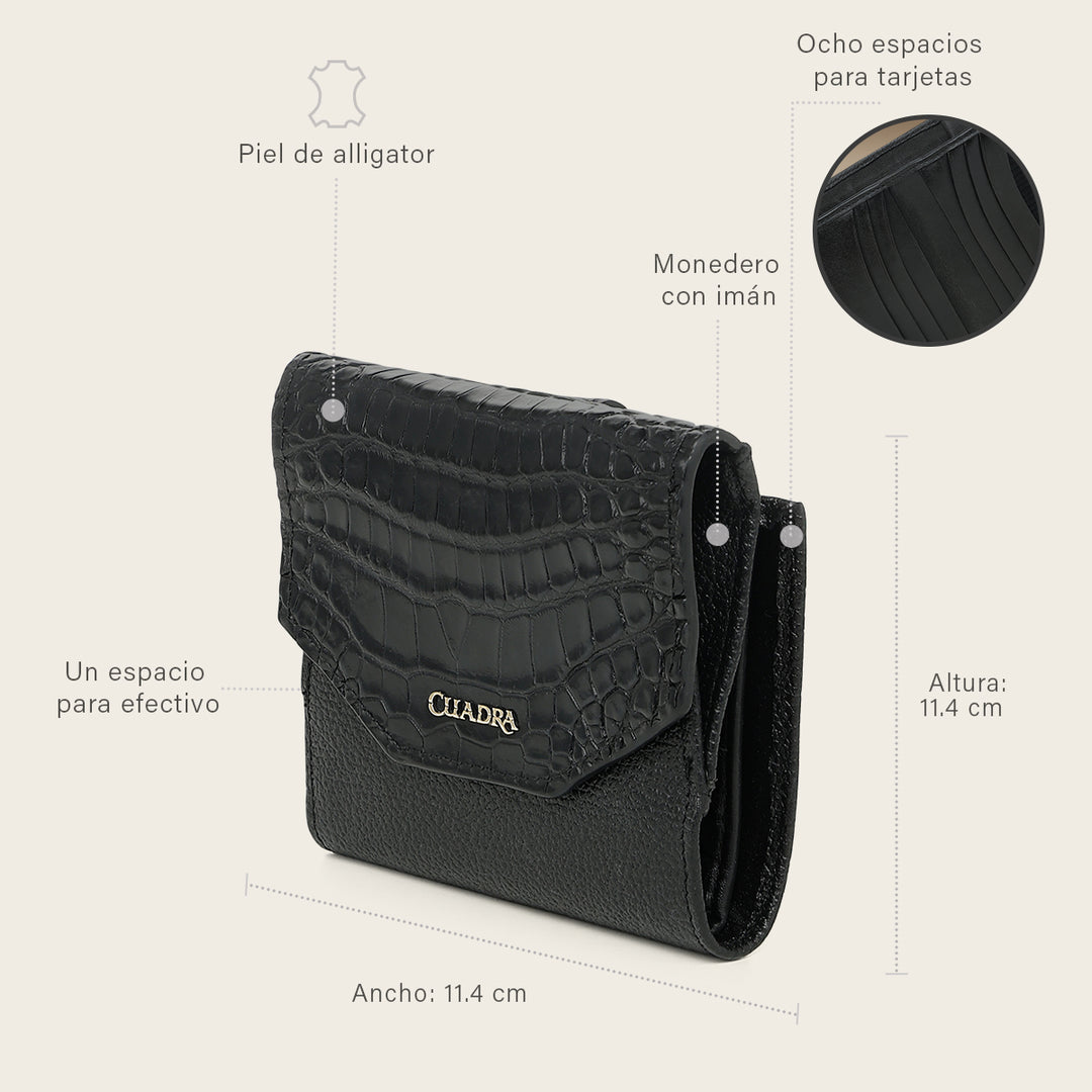 Cartera en piel genuina de alligator para dama