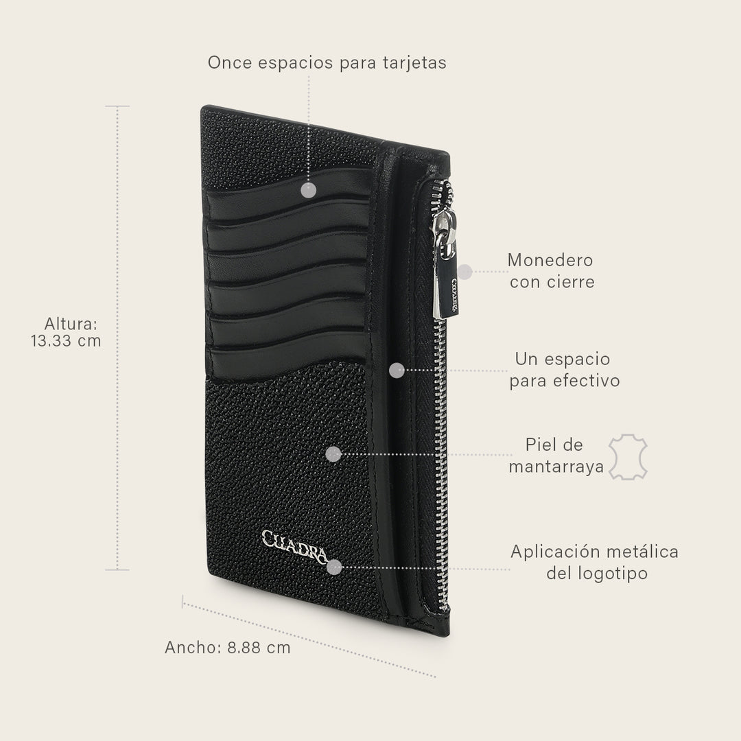 Tarjetero en piel genuina de mantarraya para dama