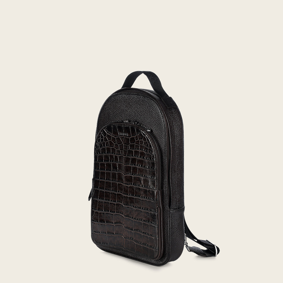 Backpack en piel genuina de alligator para caballero