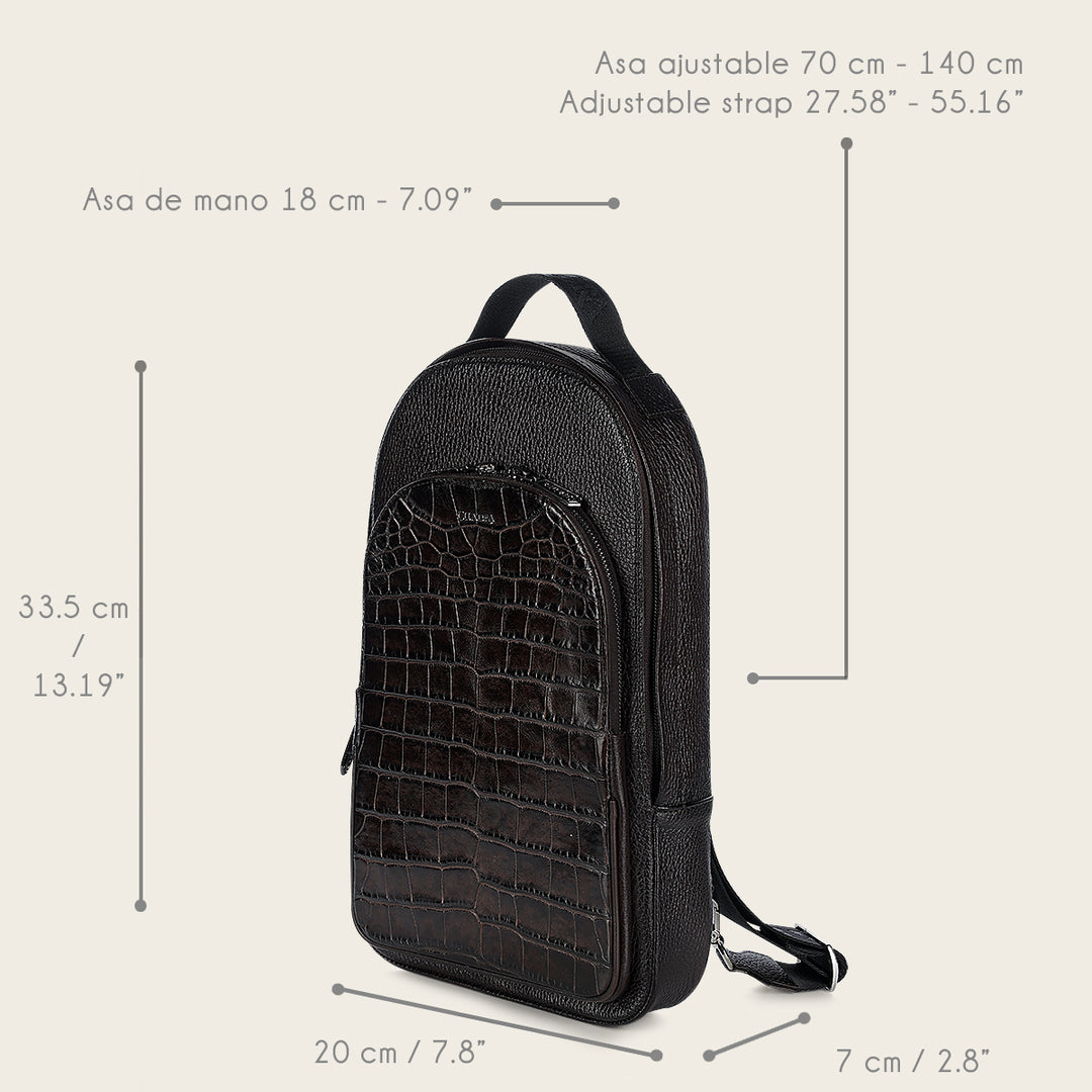 Backpack en piel genuina de alligator para caballero