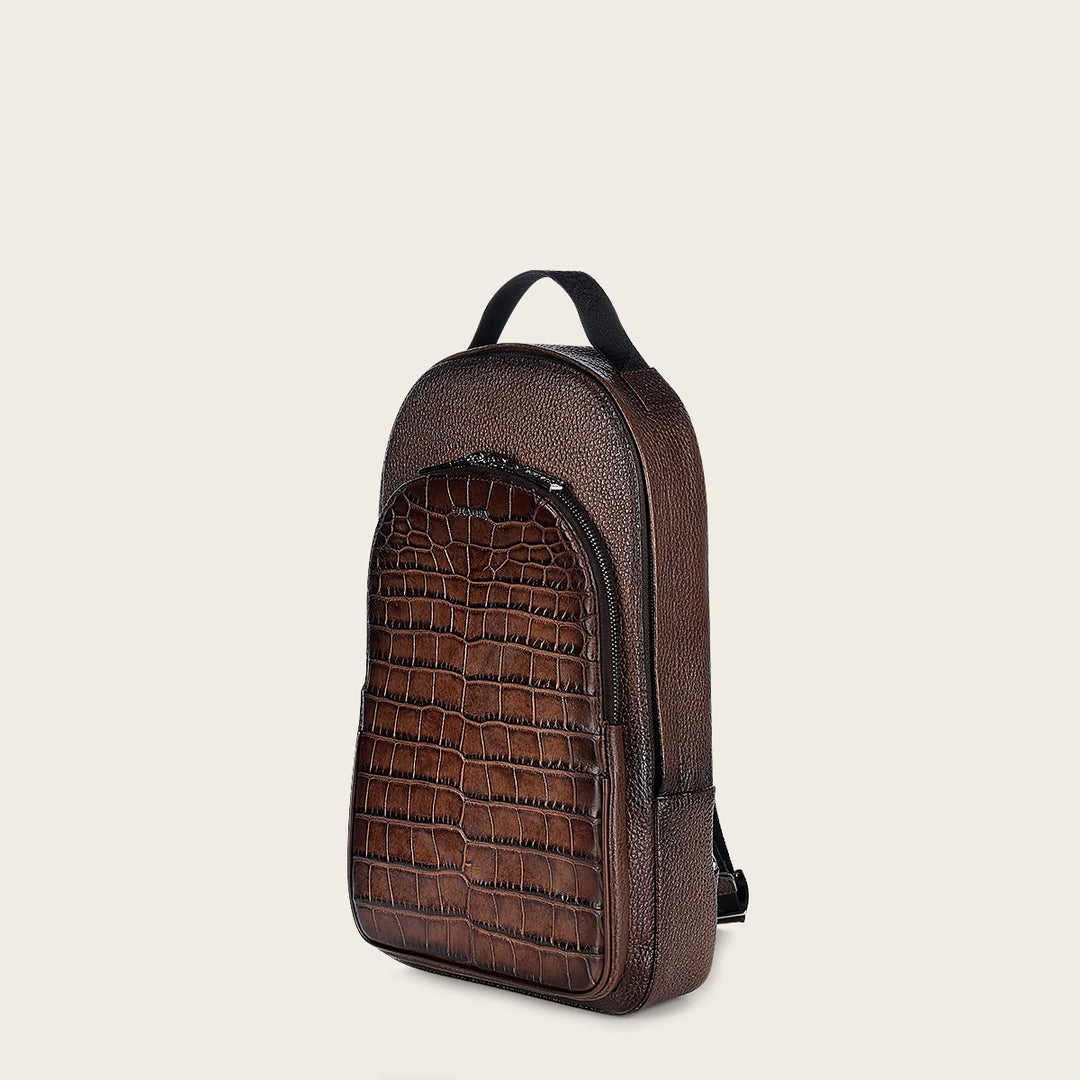 Backpack en piel genuina de alligator para caballero