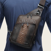 Bandolera en piel genuina de pitón para caballero Bolsos y Maletas 