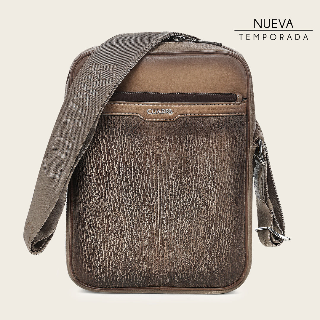 Bandolera en piel genuina de tiburón para caballero