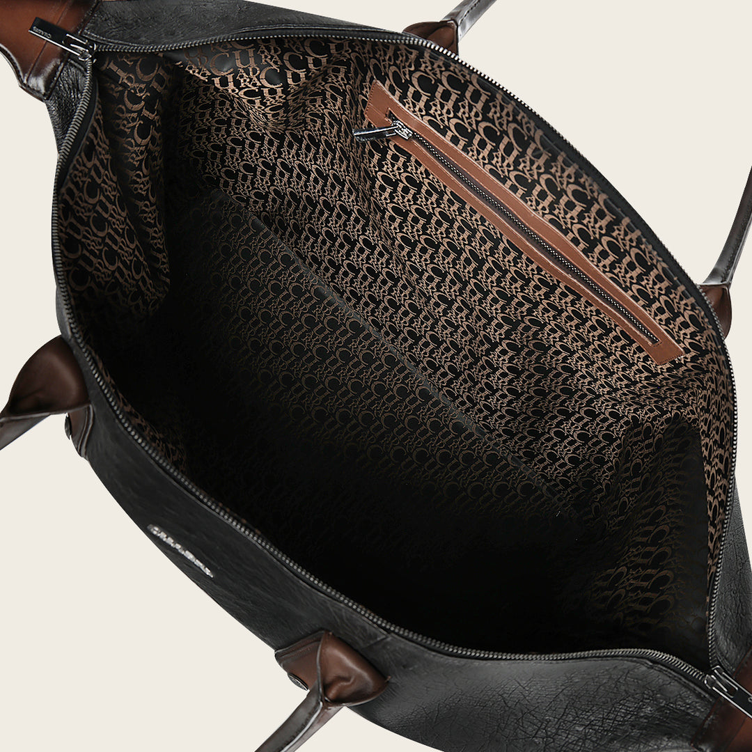 Maleta en piel genuina de panza de avestruz para caballero