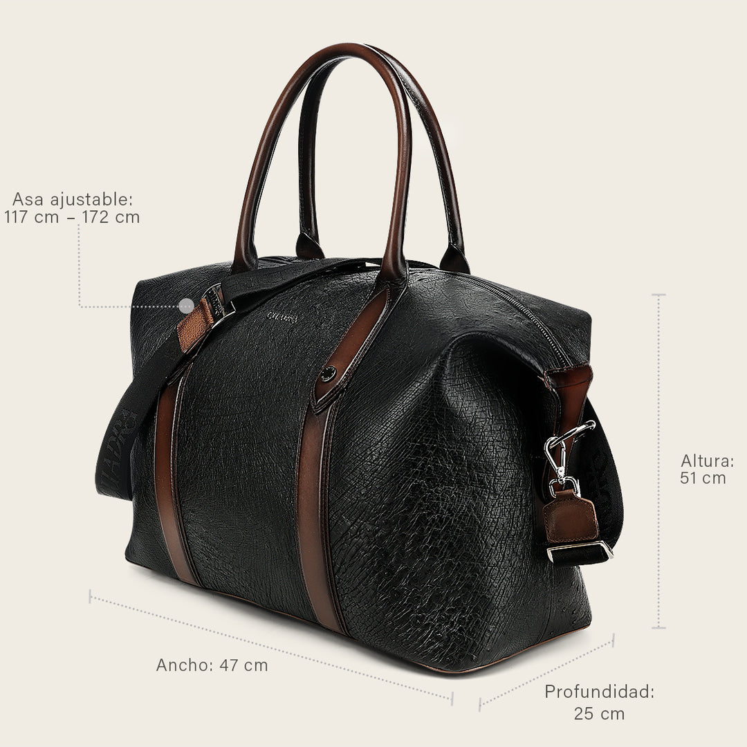 Maleta en piel genuina de panza de avestruz para caballero