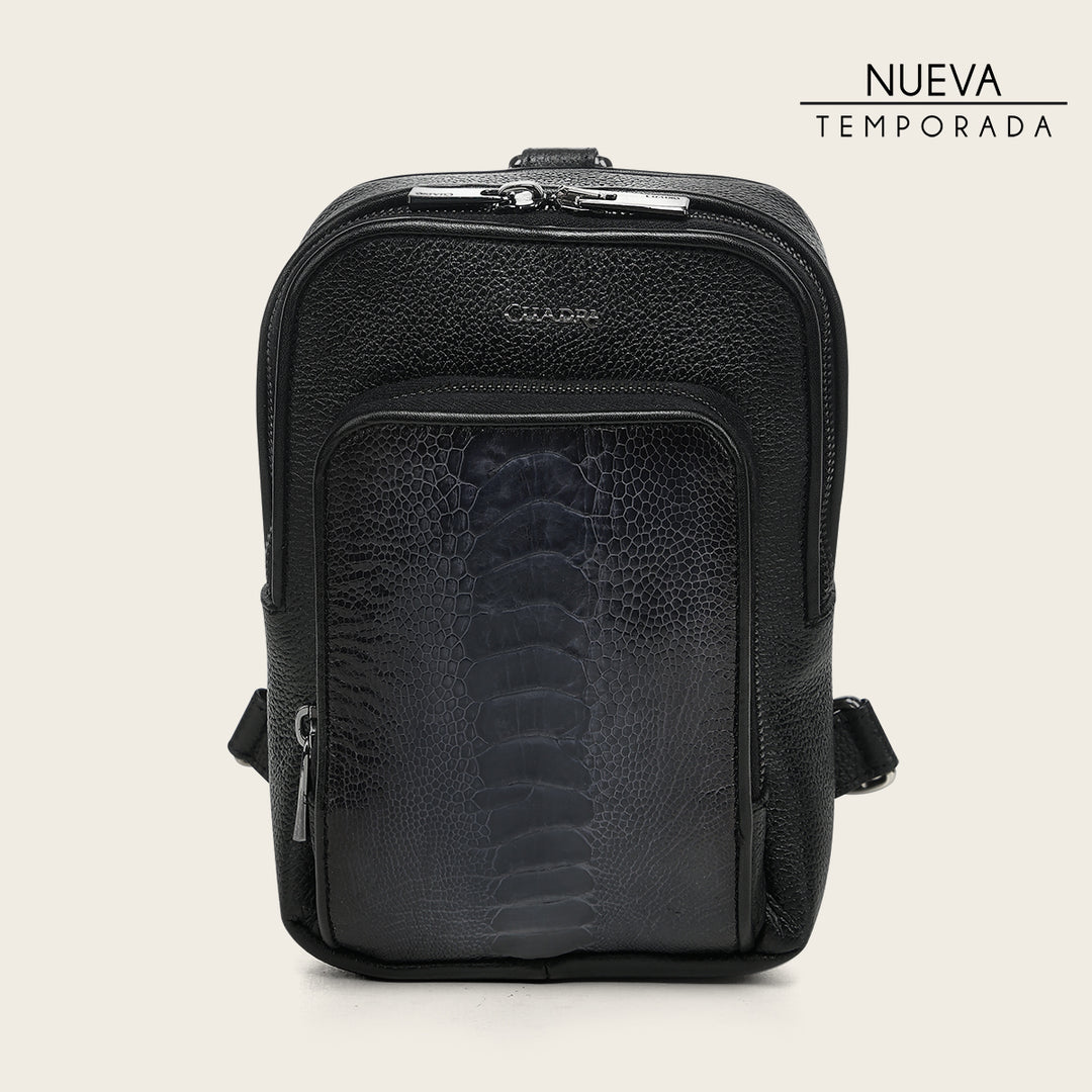 Crossbody en piel genuina de pata de avestruz para caballero