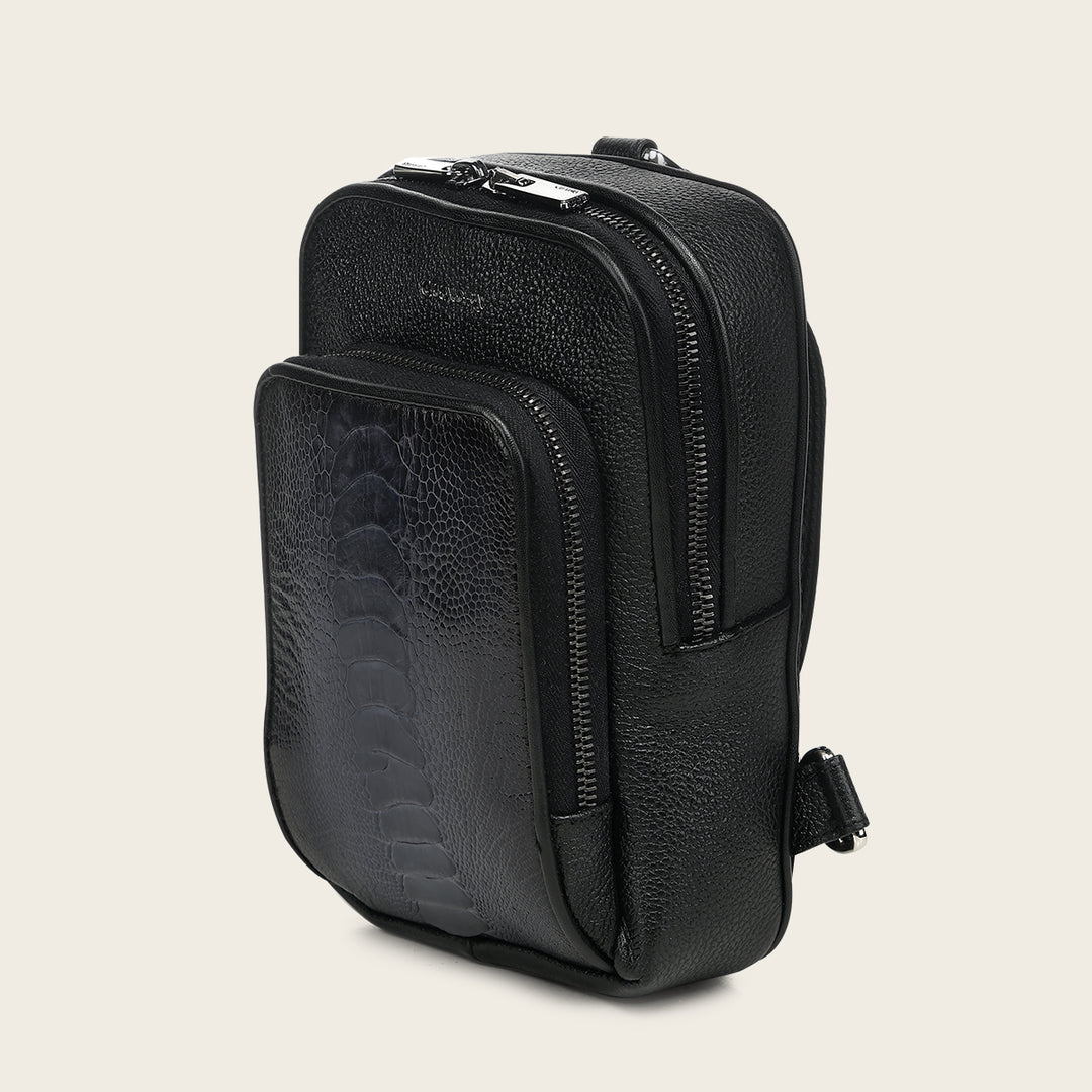 Crossbody en piel genuina de pata de avestruz para caballero