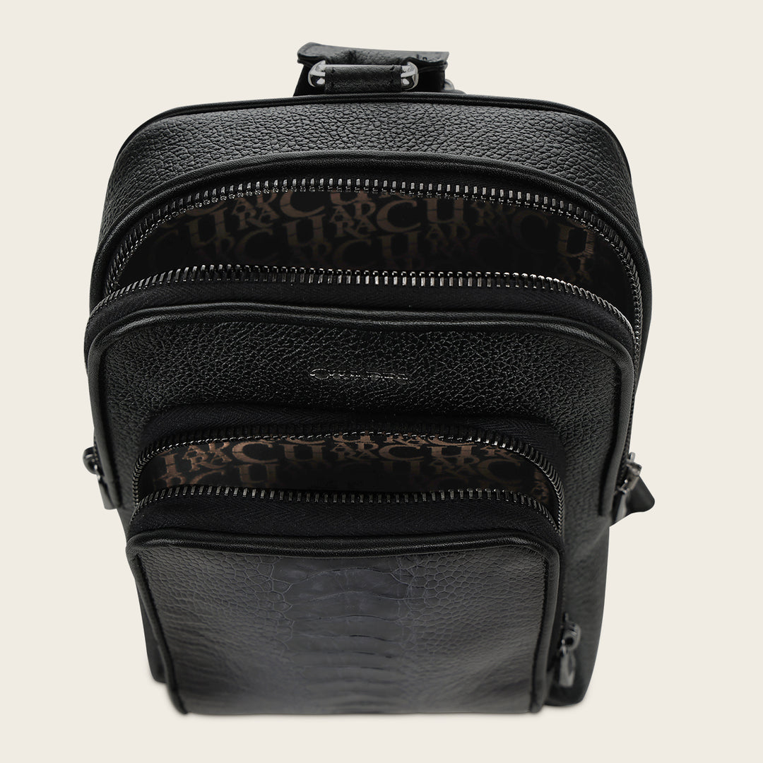 Crossbody en piel genuina de pata de avestruz para caballero