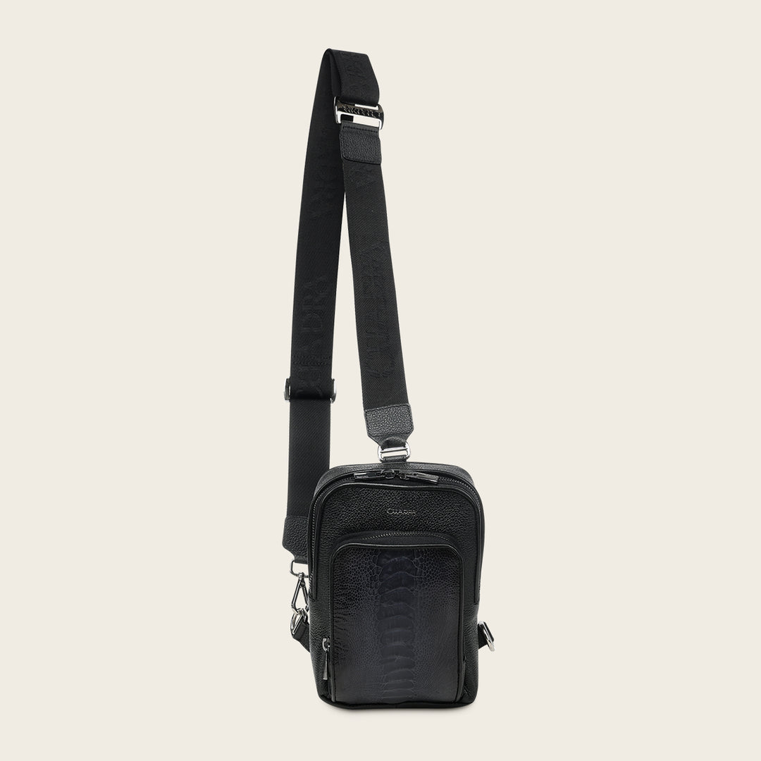 Crossbody en piel genuina de pata de avestruz para caballero