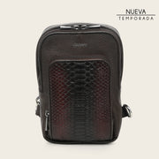 Crossbody en piel genuina de pitón para caballero