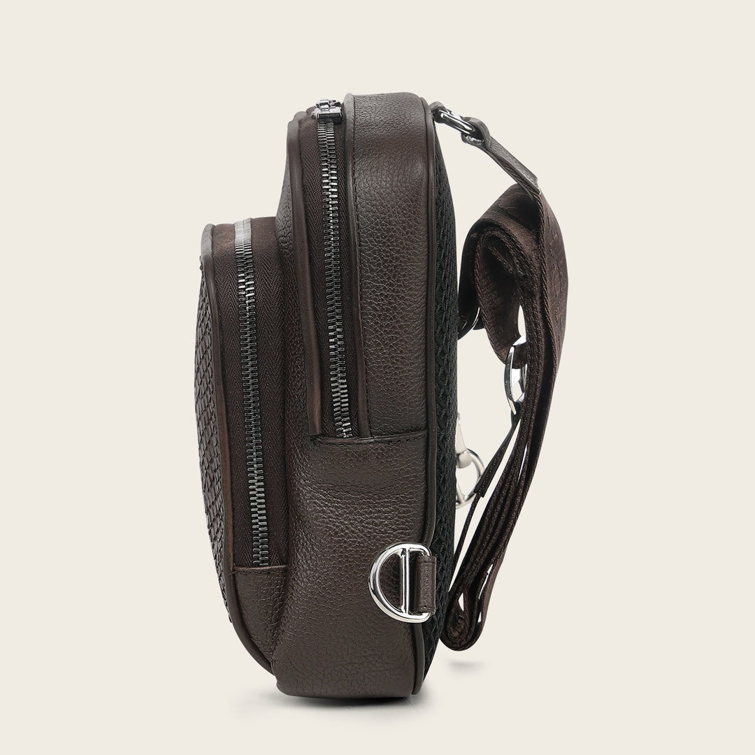 Crossbody en piel genuina de pitón para caballero