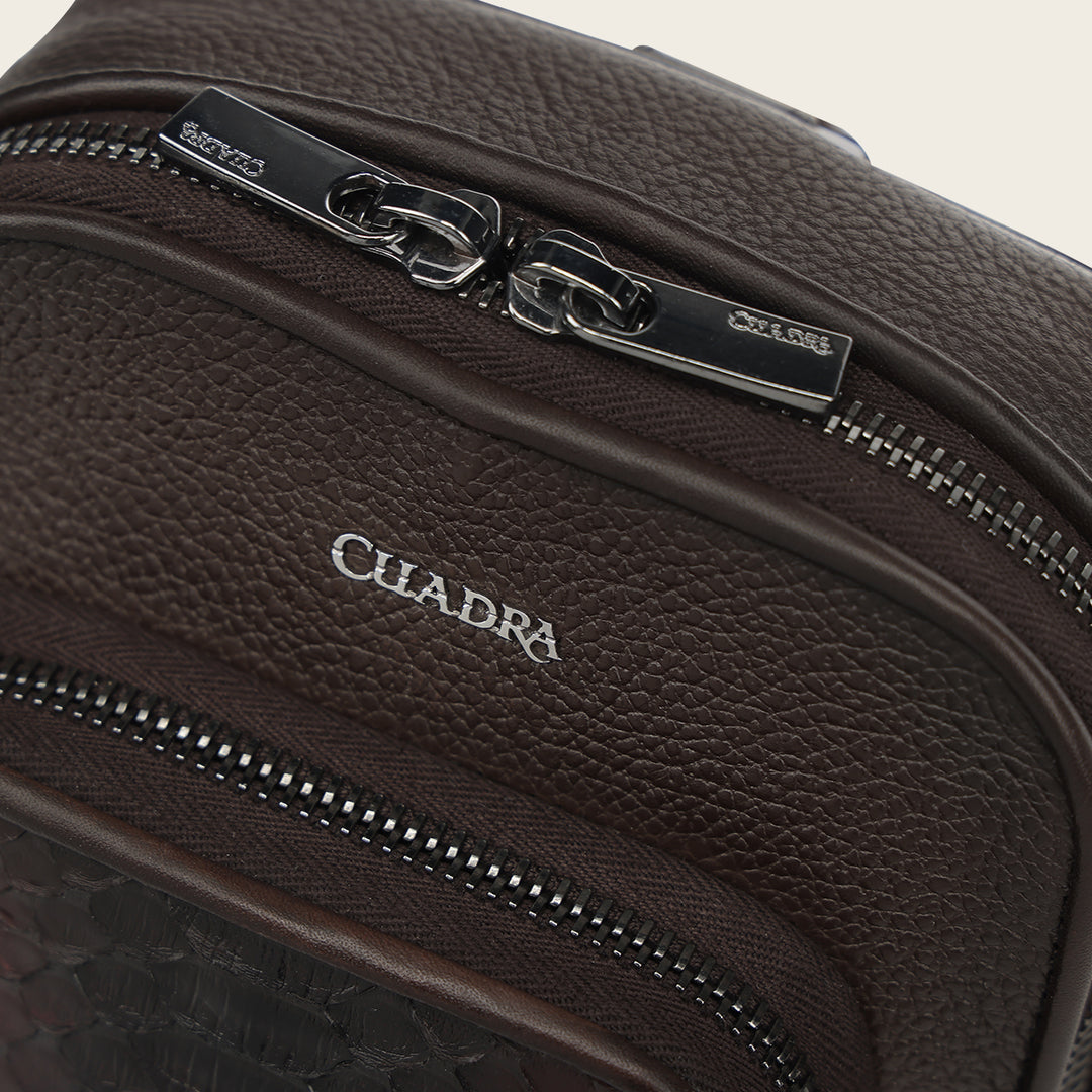 Crossbody en piel genuina de pitón para caballero