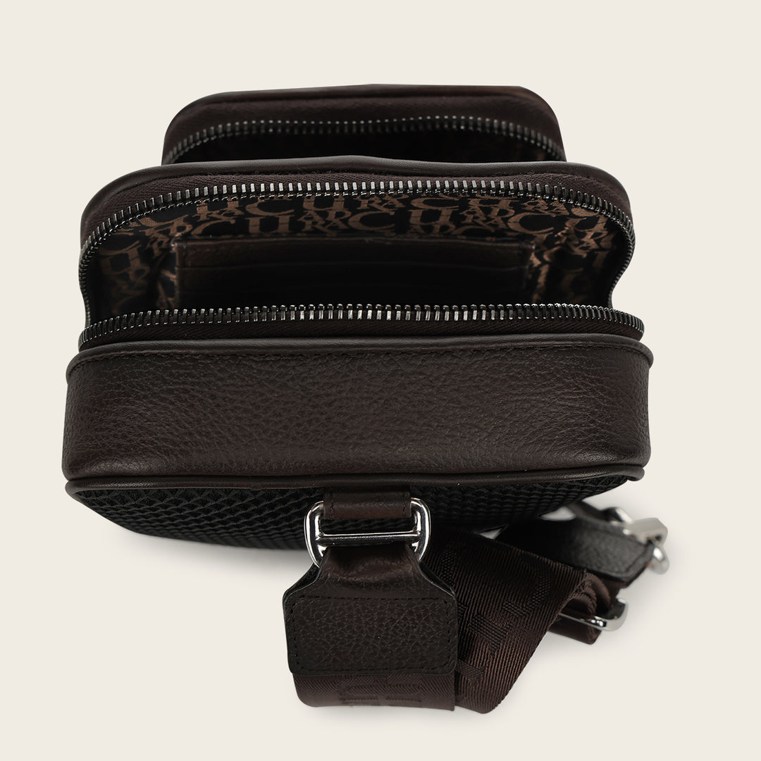 Crossbody en piel genuina de pitón para caballero
