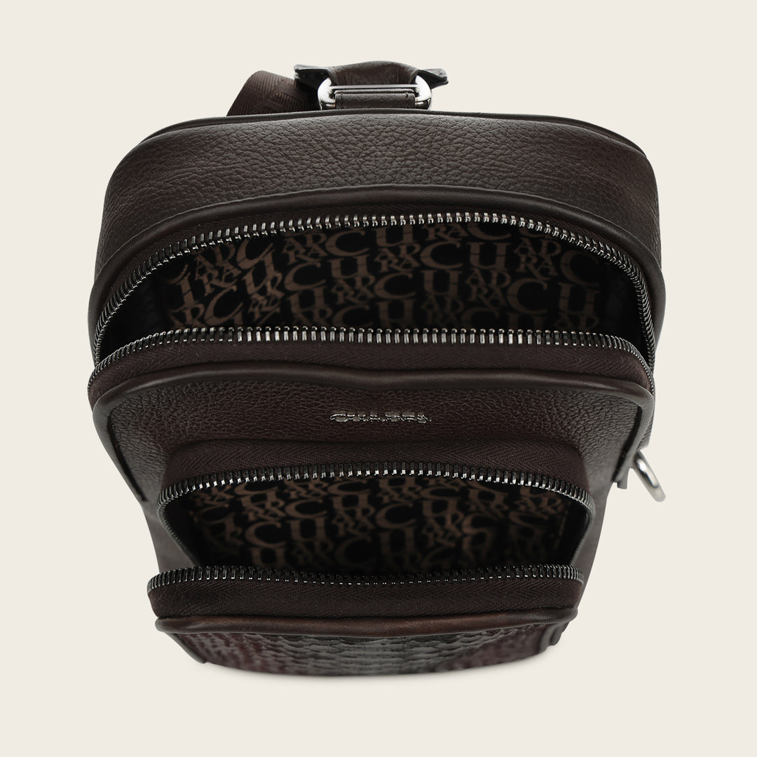 Crossbody en piel genuina de pitón para caballero