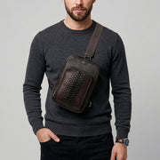 Crossbody en piel genuina de pitón para caballero