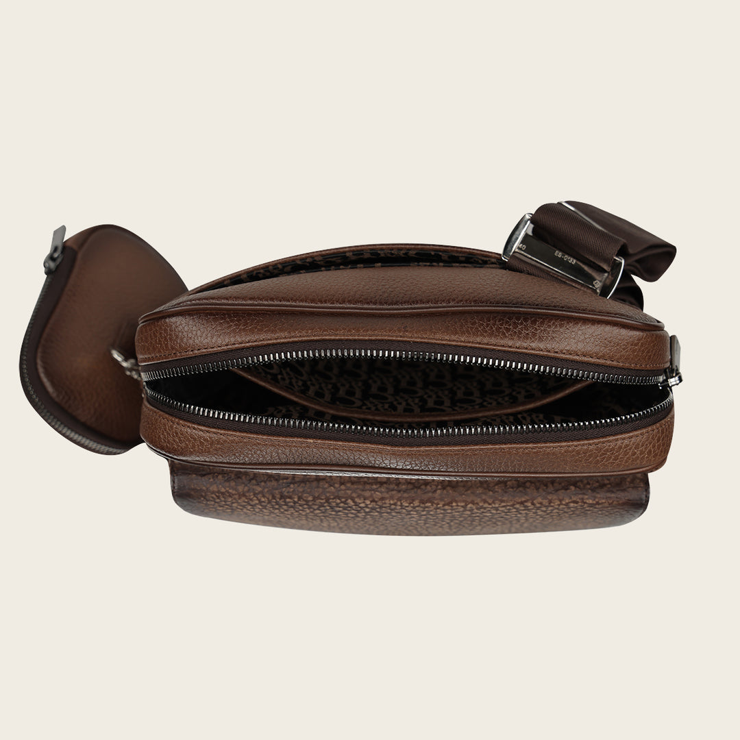 Bandolera en piel genuina de bisonte para caballero