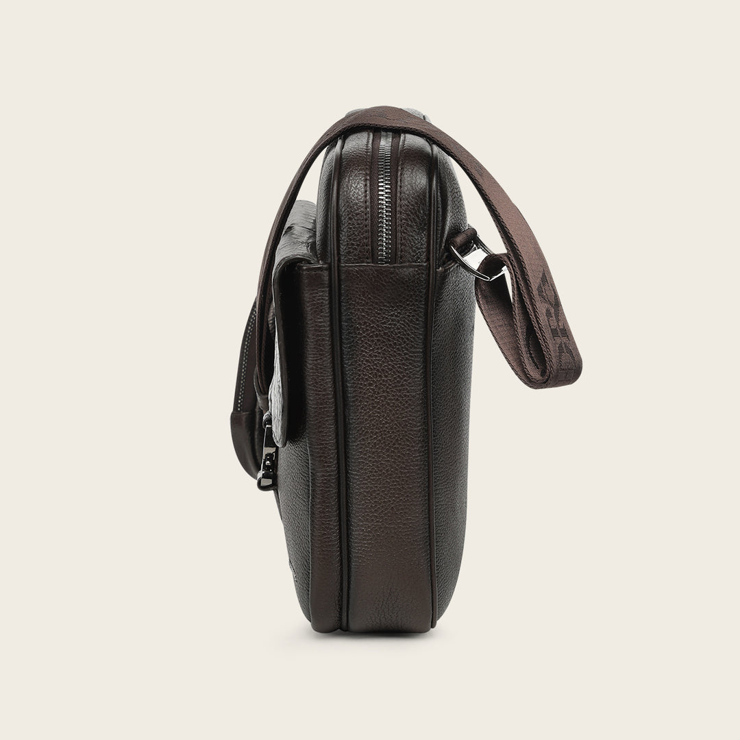 Bandolera en piel genuina de fuscus para caballero
