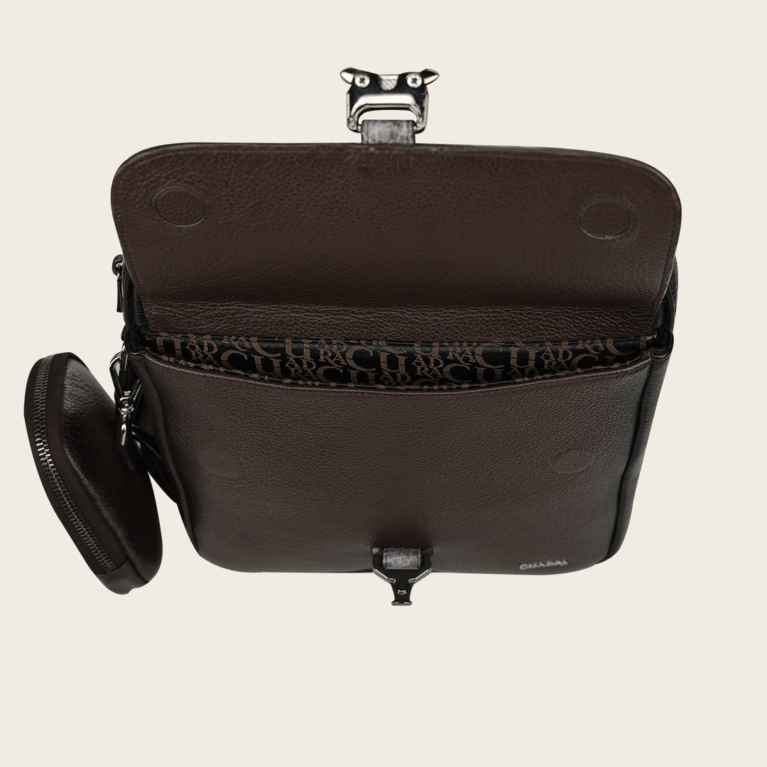 Bandolera en piel genuina de fuscus para caballero