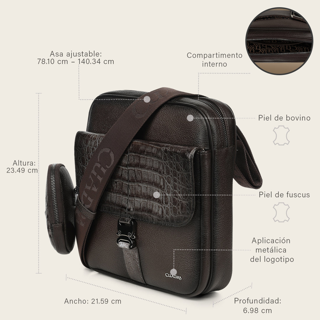 Bandolera en piel genuina de fuscus para caballero