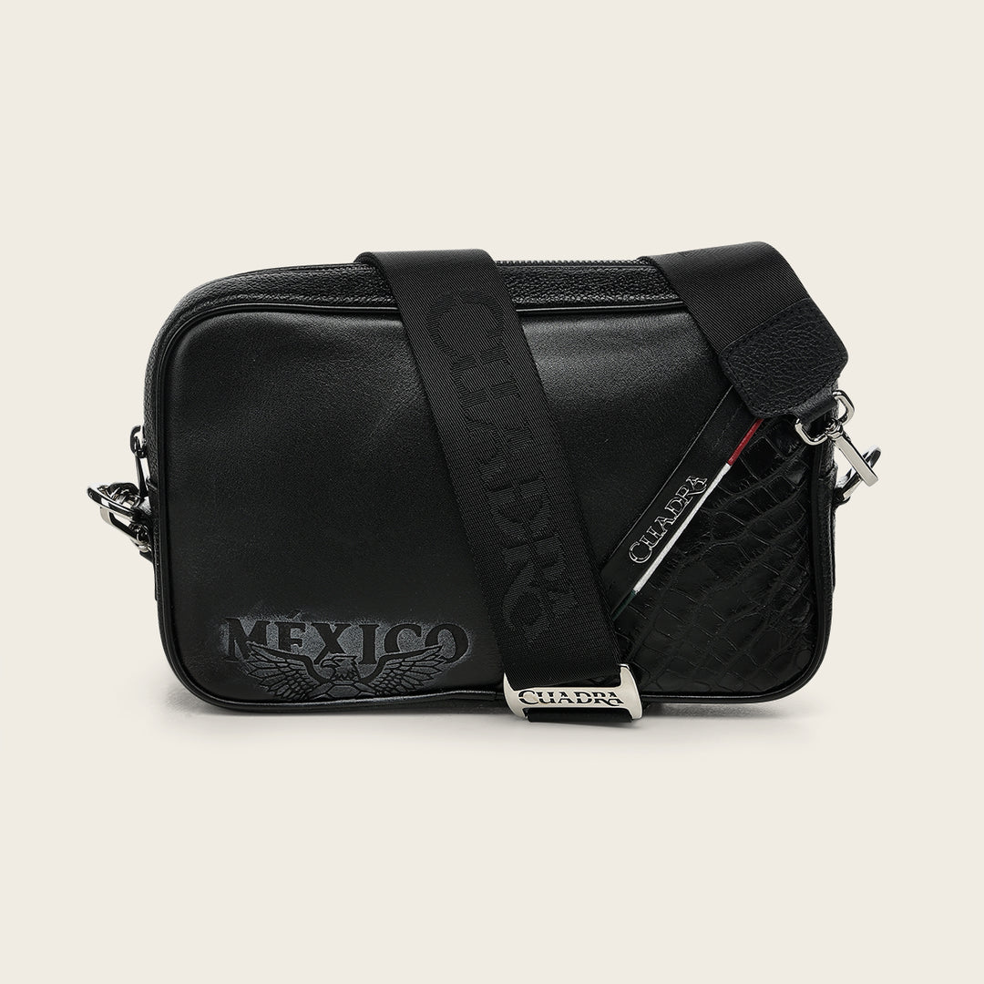 Bandolera en piel genuina de alligator para caballero edición limitada 2026