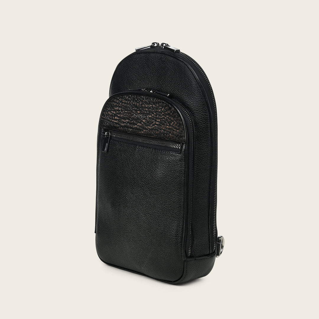 Crossbody en piel genuina de tiburón para caballero