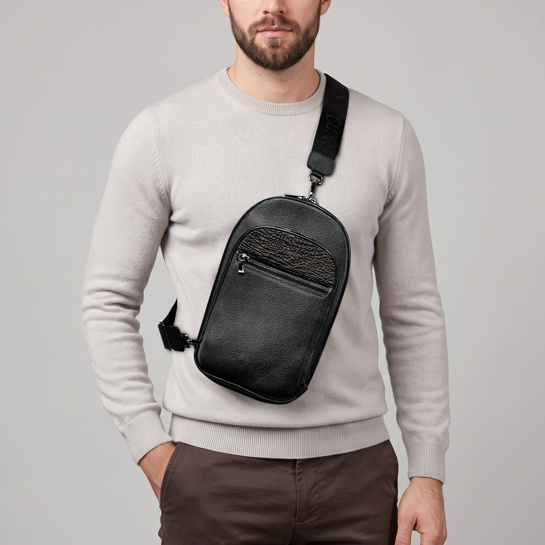 Crossbody en piel genuina de tiburón para caballero