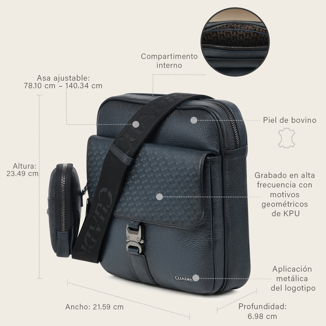 Bandolera en piel genuina de bovino para caballero