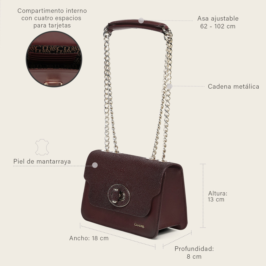 Crossbody en piel genuina de mantarraya
