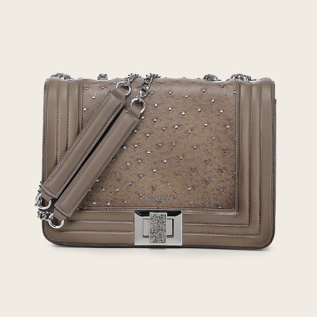 Bolso de hombro en piel genuina de avestruz para dama Bolsos y Maletas 