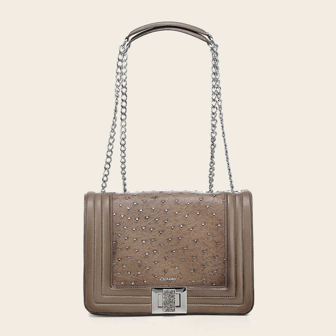 Bolso de hombro en piel genuina de avestruz para dama Bolsos y Maletas 