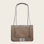 Bolso de hombro en piel genuina de avestruz para dama Bolsos y Maletas 