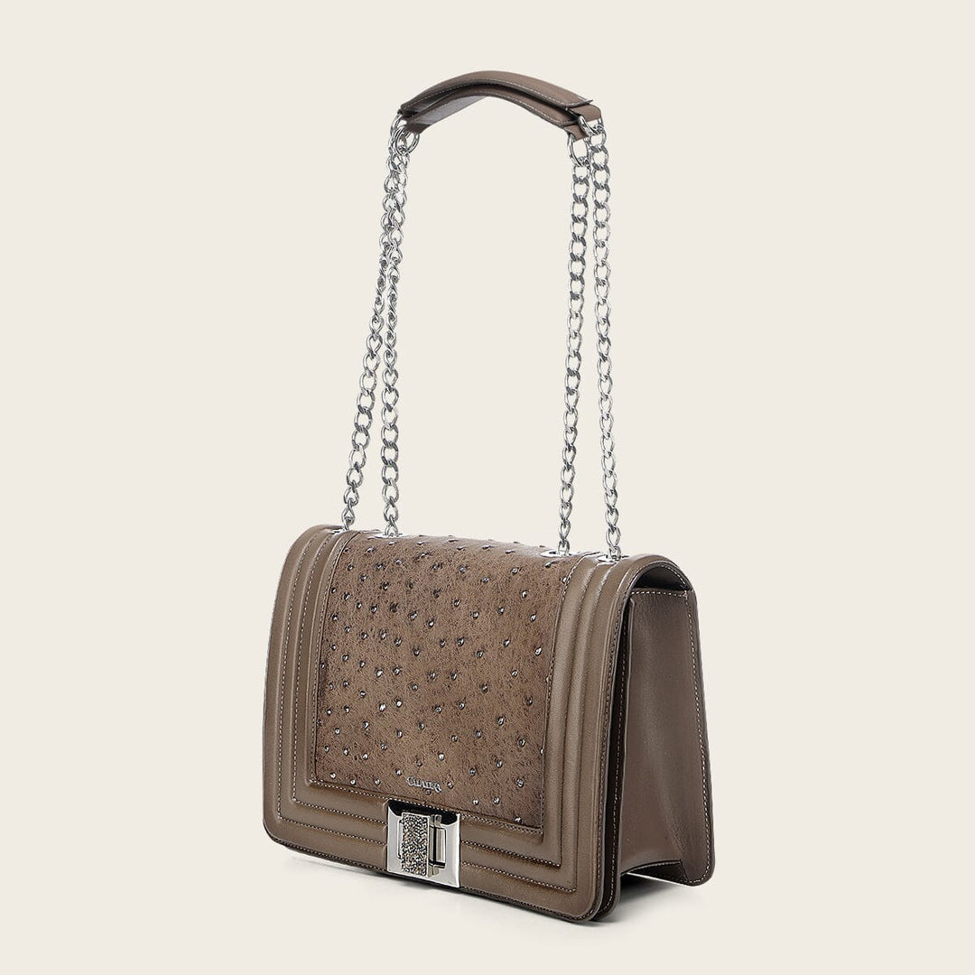 Bolso de hombro en piel genuina de avestruz para dama Bolsos y Maletas 