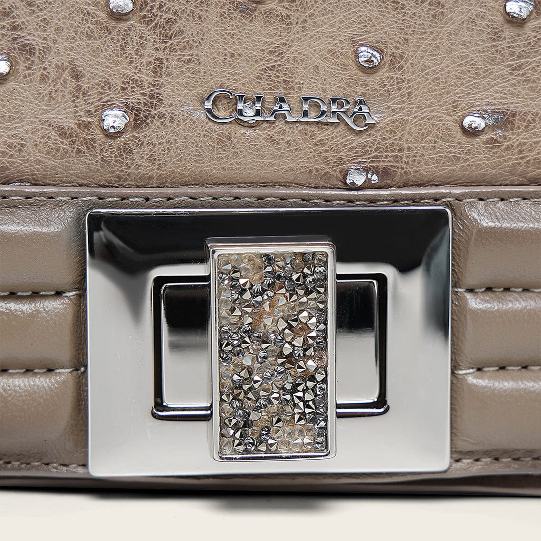 Bolso de hombro en piel genuina de avestruz para dama Bolsos y Maletas 