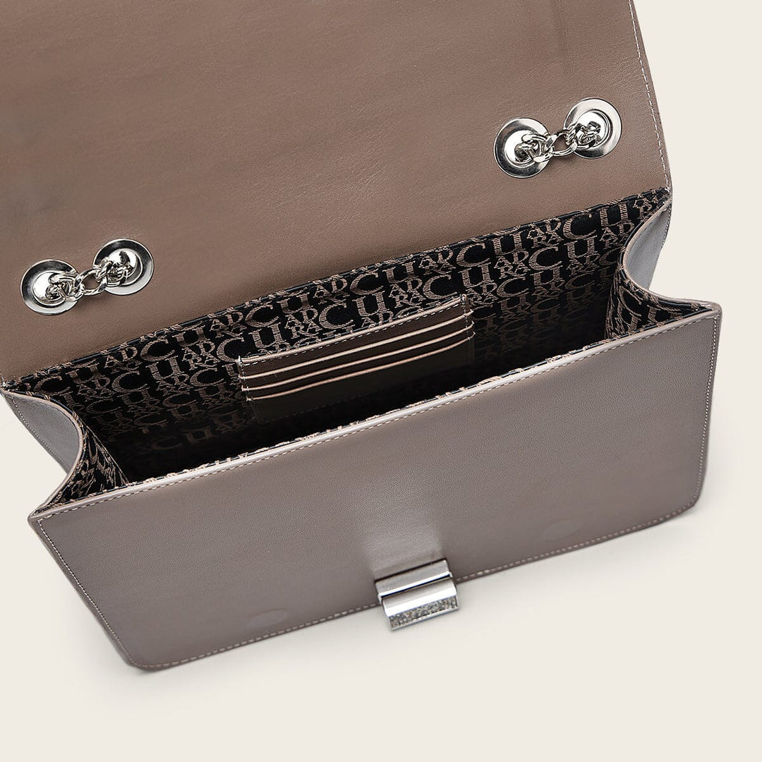 Bolso de hombro en piel genuina de avestruz para dama Bolsos y Maletas 