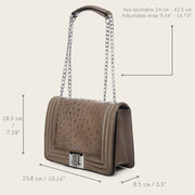 Bolso de hombro en piel genuina de avestruz para dama Bolsos y Maletas 
