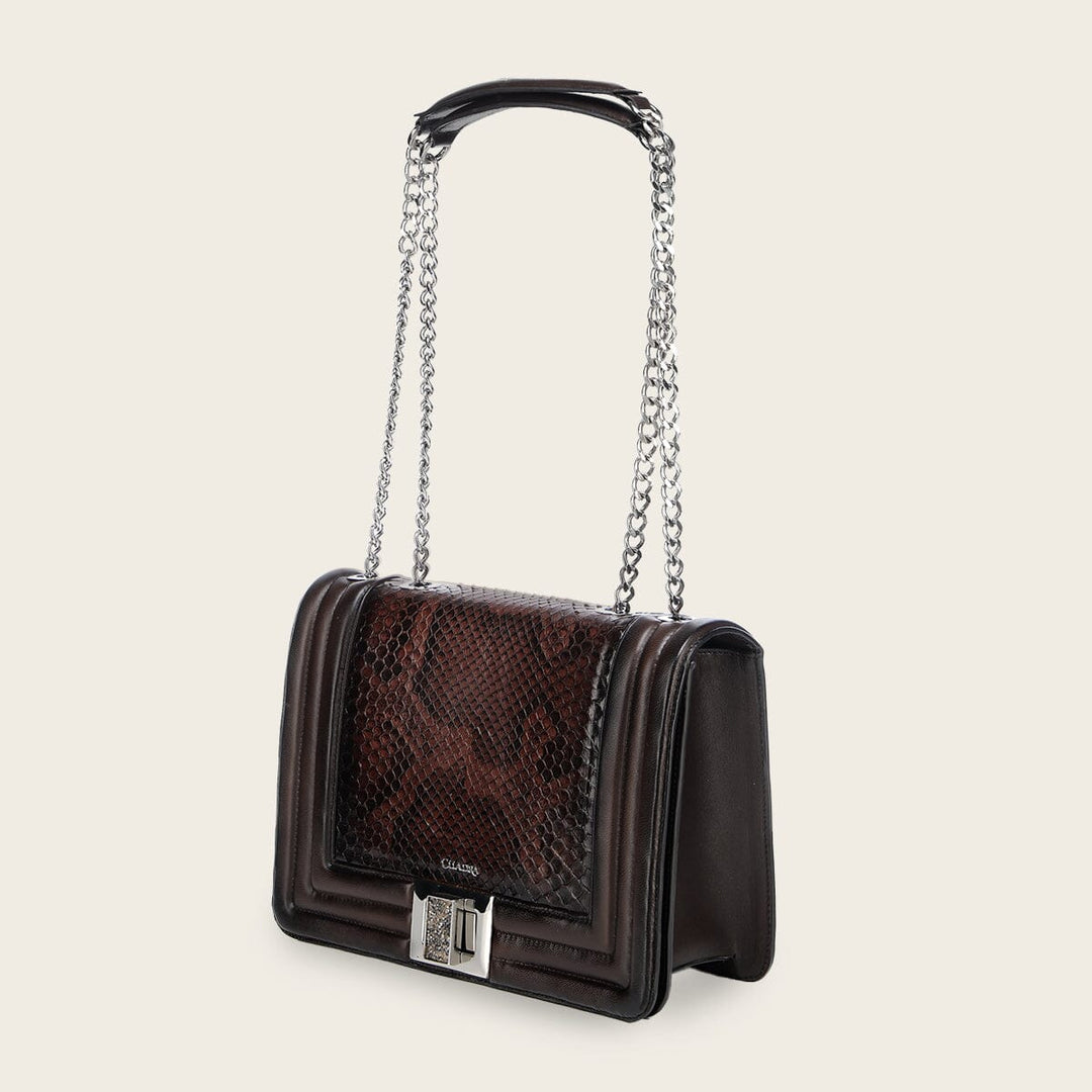 Bolso de hombro en piel genuina de pitón para dama Bolsos y Maletas 