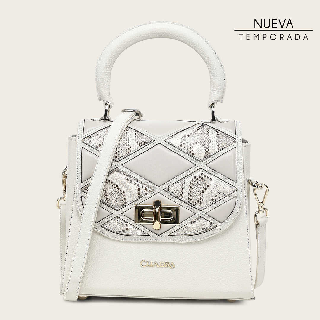 Bolso de mano en piel genuina de pitón para dama