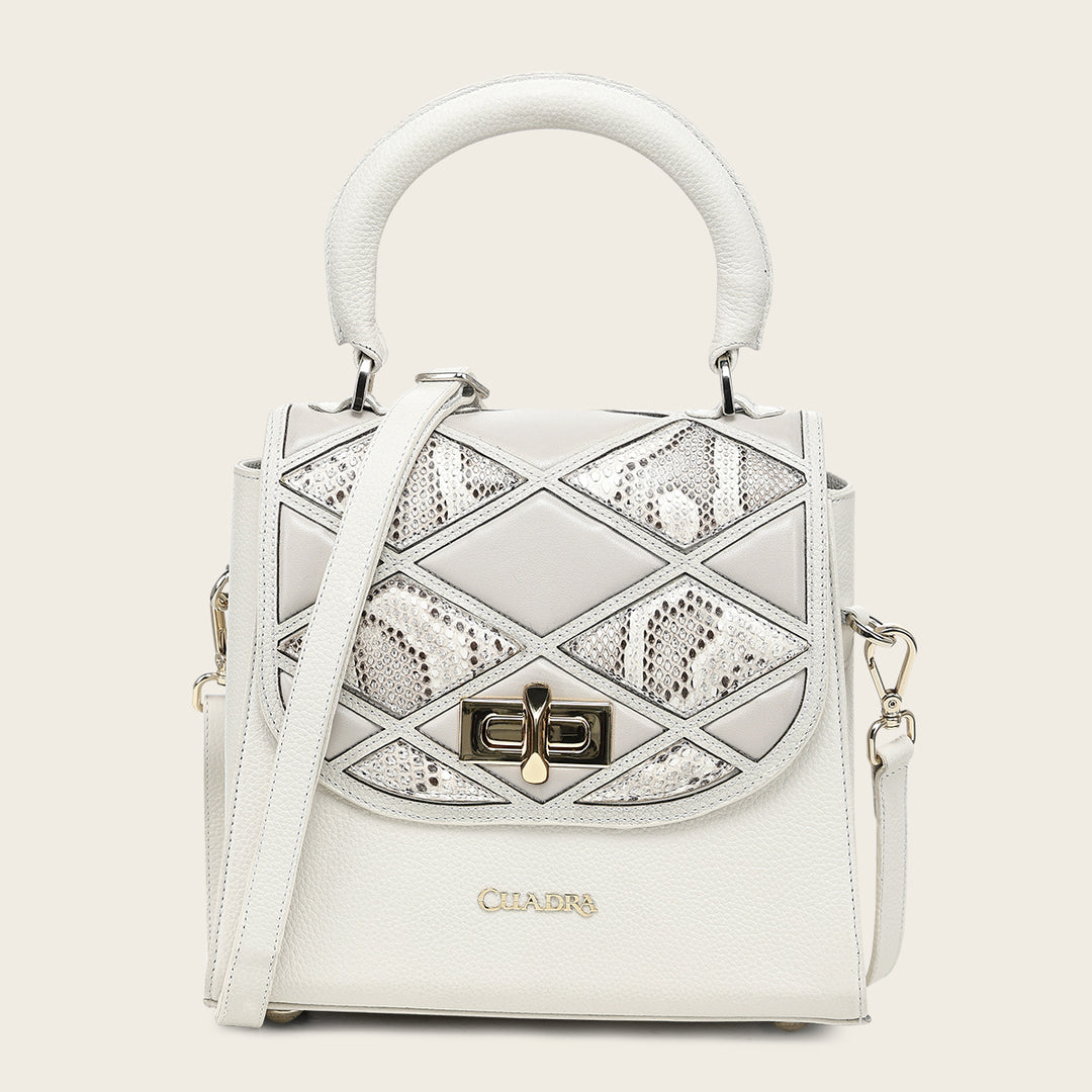 Bolso de mano en piel genuina de pitón para dama
