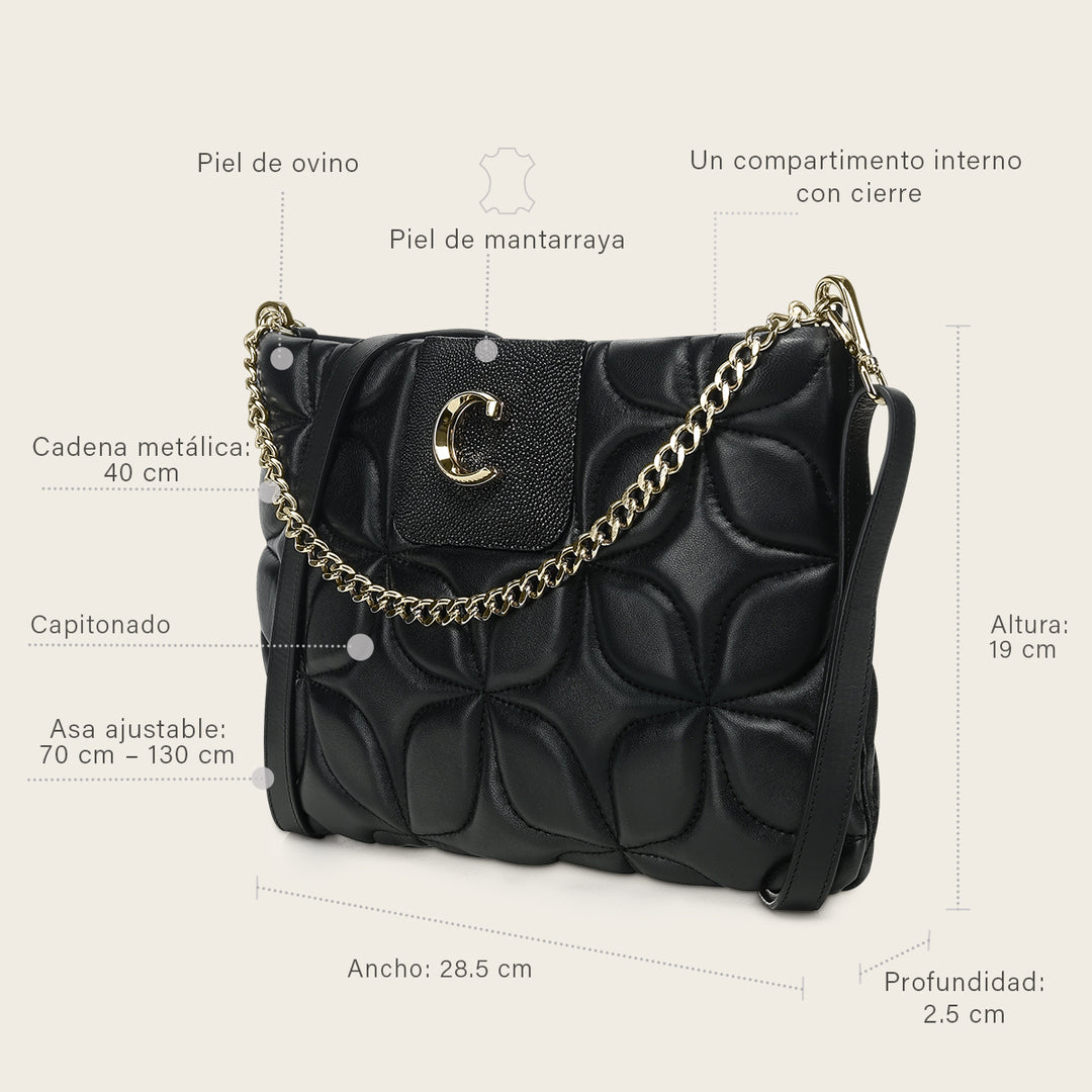Crossbody en piel genuina de mantarraya para dama