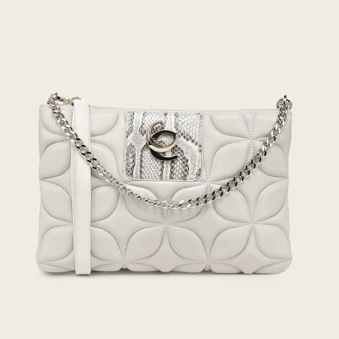 Bolso de hombro en piel genuina de pitón para dama
