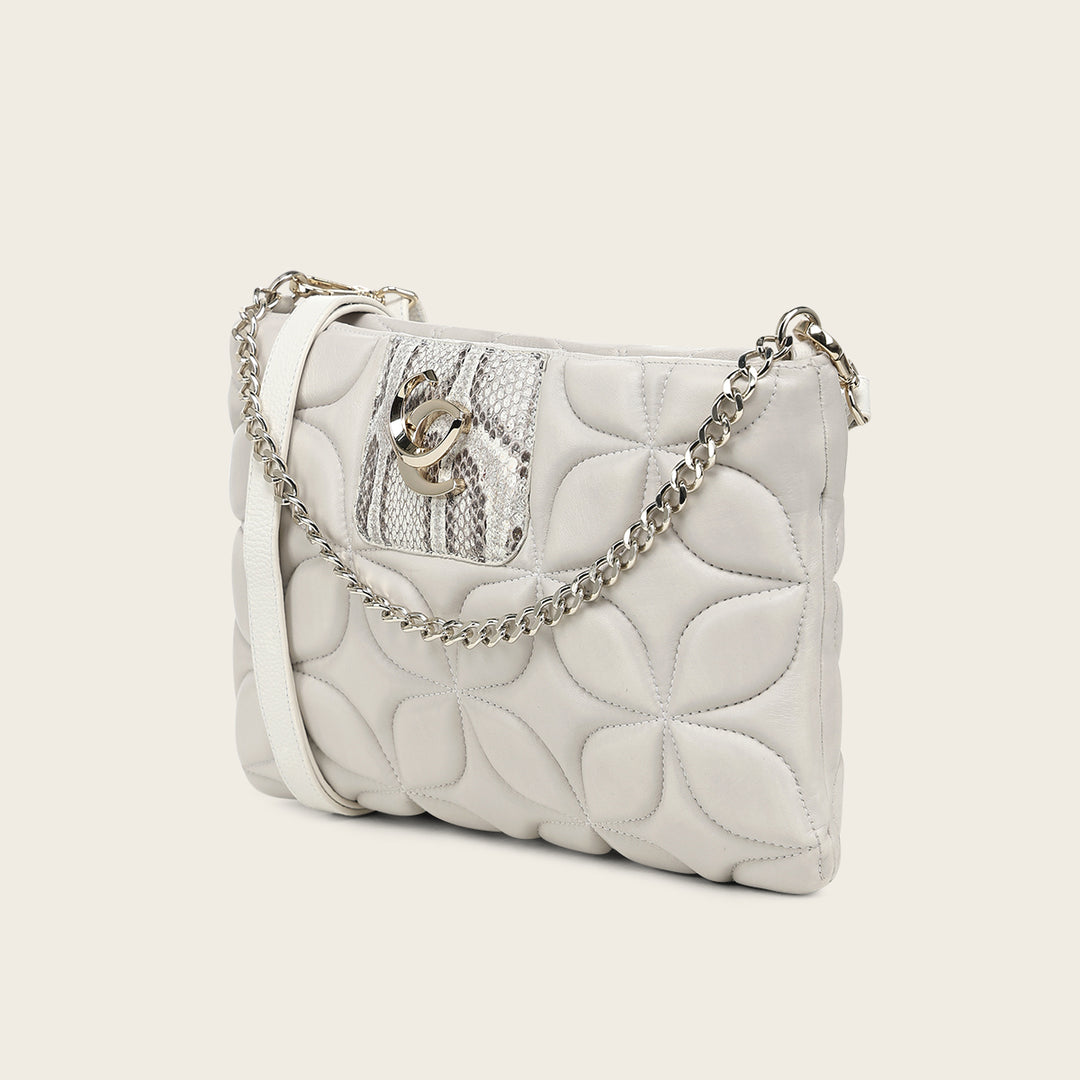 Bolso de hombro en piel genuina de pitón para dama