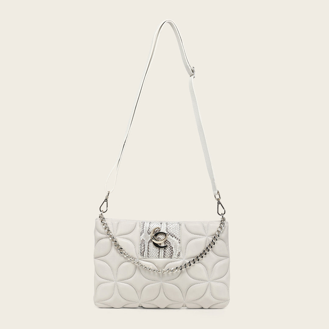 Bolso de hombro en piel genuina de pitón para dama