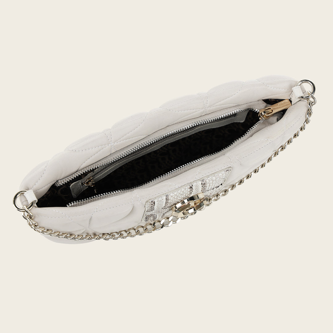 Bolso de hombro en piel genuina de pitón para dama