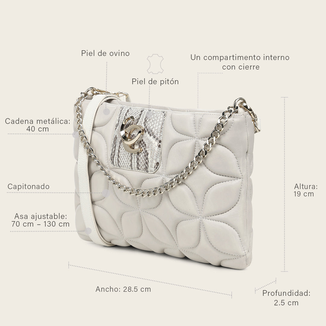 Bolso de hombro en piel genuina de pitón para dama