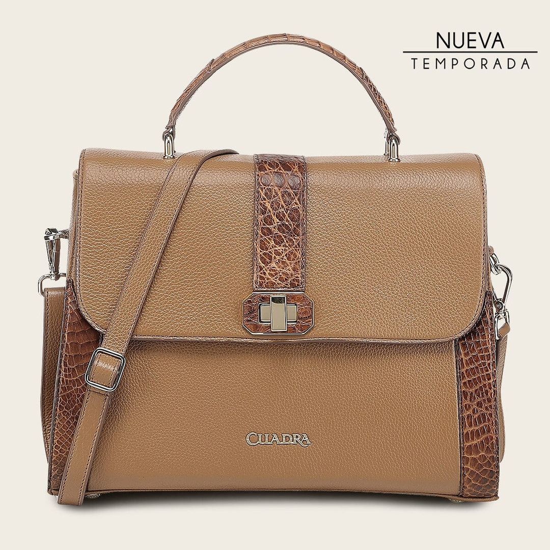 Bolso satchel en piel genuina de alligátor para dama Bolsos y Maletas 